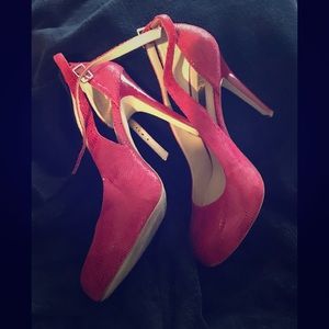 Red INC ankle strap pumps